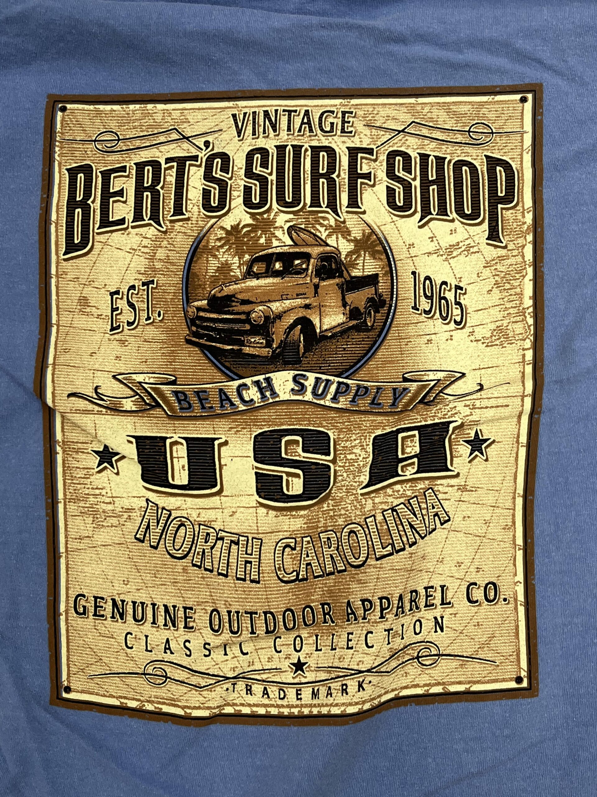 Bert's Surf Shop - Bert's Tee Shirt Back Map